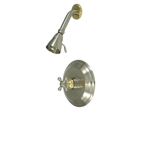 Shower Faucet, 2, Wall Mount, Brushed Nickel/Polished Brass